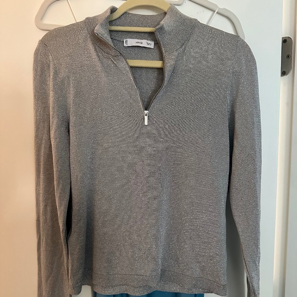 Mango Silver Quarter Zip Long Sleeved Top - Picture 3 of 5